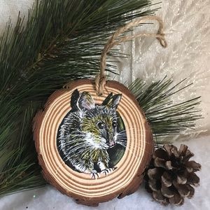 HANDPAINTED TITMOUSE ORNAMENT-wood round